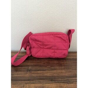 Loft Belt Bag Small Deep Pink Convertible Crossbody Strap Canvas Quilted Puff
